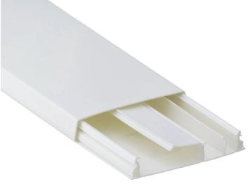 Duto-X4 Com três divisões internas Material: PVC não propagante de chamas Medida: 110mm x 20mm Barra: 2,00m ou 2,20m de comprimento Embalagem: Material embalado em caixa de papelão com 5 barras