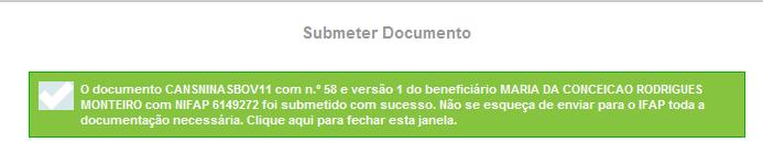 Ao confirmar a submissão do documento, fica disponível a hipótese de se proceder à impressão do documento comprovativo do