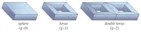 Topologicamente equivalentes: Rubber sheet deformation Massinha de modelar Genus 0 Genus 1 Op.