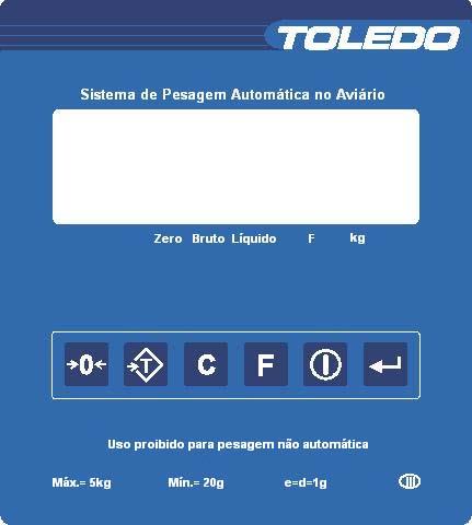 TECLADO Tecla Zerar: Zera o peso existente na plataforma da balança, desde que este esteja dentro da faixa de 4% (+/- 2%) da capacidade da balança e que não haja movimento na plataforma de pesagem.