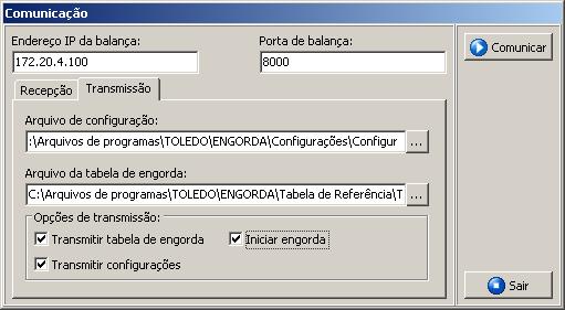 TOLEDO UTILIZANDO O PROGRAMA S2096-A - Continuação INICIALIZANDO O PROCESSO DE ENGORDA - Continuação 3º Digite a porta de comunicação.