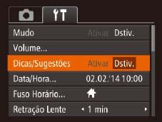 Também é possível silenciar as operações mantendo pressionado o botão <p> ao ligar a câmera. Se você silenciar os sons da câmera, eles também serão silenciados durante a reprodução de filmes (= 67).