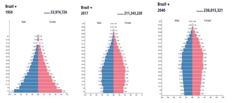 ! De acordo com dados do IBGE já estamos tendo um inversão da pirâmide populacional no Brasil. A perspectiva é que no ano de 2040 teremos mais idosos que crianças no Brasil.