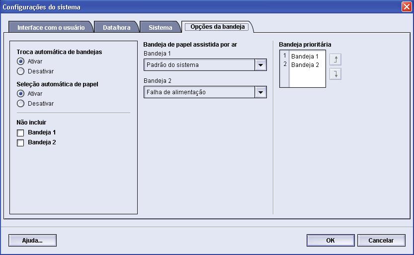 2. Configurações do sistema Bandeja prioritária Selecione a ordem de prioridade para cada bandeja de papel.