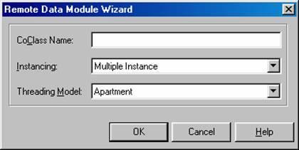 (Configurando o Remote Data Module) Deixe a opção Instancing como Multiple Instance e a opção Threading Model como Apartment.