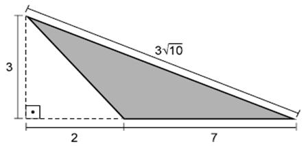 Exemplo: A área do triângulo sombreado da figura abaixo é: a) 13,5 b) 9 10 c) 10,5 d) 21 e)