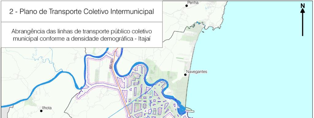 A Figura 44 ilustra a abrangência das linhas de transporte