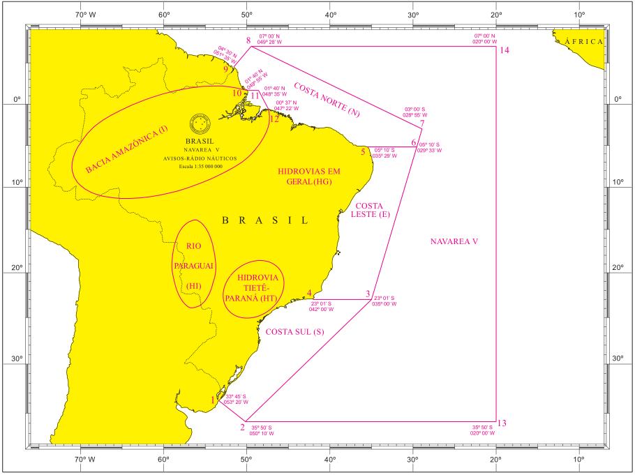 APÊNDICE V-3 REPRESENTAÇÃO ESQUEMÁTICA DA NAVAREA V, DAS REGIÕES COSTEIRAS E DAS