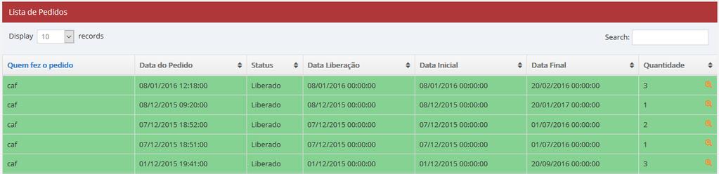 Essa página apresenta um Histórico dos Pedidos com um campo para realizarmos um filtro por data do pedido: Imagem15 Filtro por Data do Pedido E logo abaixo a lista de pedidos realizados, com as