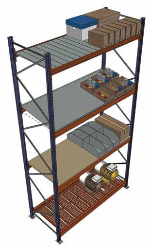 PORTA PALETE ACESSÓRIOS DO PORTA PALETE PLANOS PARA CAIXAS 4.PLANO METÁLICO Solução simples e econômica para o armazenamento de caixas e itens avulsos. Possibilita fácil limpeza e manutenção. 5.