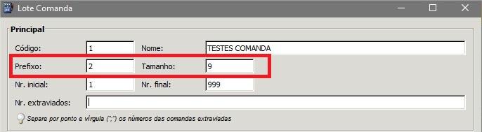 Os campos Nr, inicial e Nr.