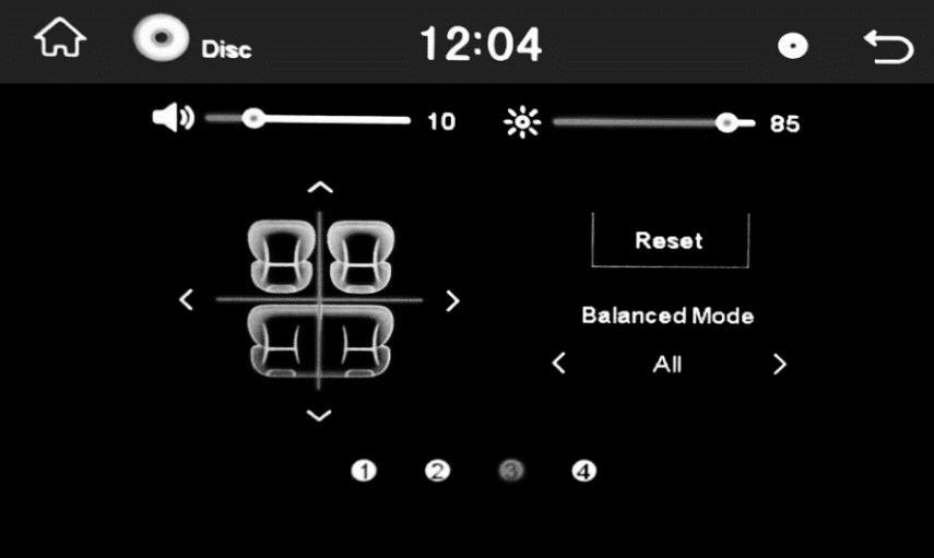 2. Configurações de áudio Deslize o símbolo nas barras horizontais para ajustar o Treble, Bass, Loudness.