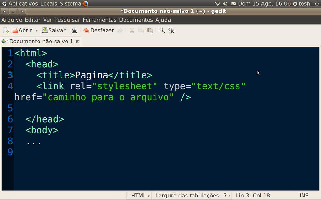 Exemplo de aplicação - Externo Deve-se inserir este código na TAG < head > do arquivo.html.