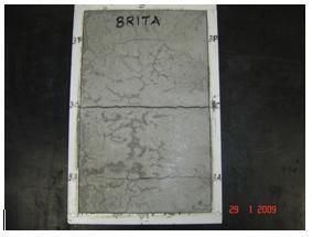 A Figura 7 apresenta o tempo de ocorrência da primeira fissura, o comprimento e a área total das fissuras observadas em três moldes, seguindo os procedimentos de SILVA (2011).