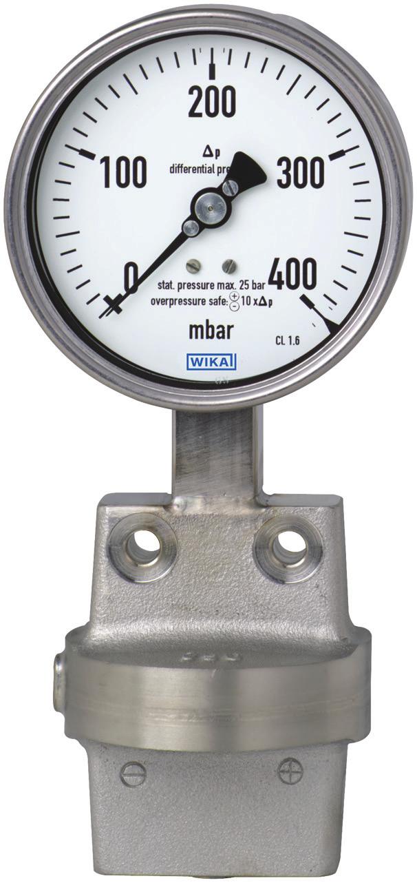 Medição mecânica de pressão Manômetro diferencial Série em aço inoxidável com diafragma Model 732.51, construção soldada WIKA folha de dados PM 07.