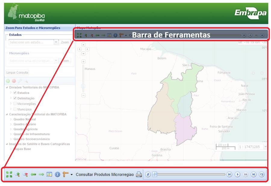 Geoweb Matopiba: manual do usuário 9 Figura 11. Visão geral da barra de ferramentas.