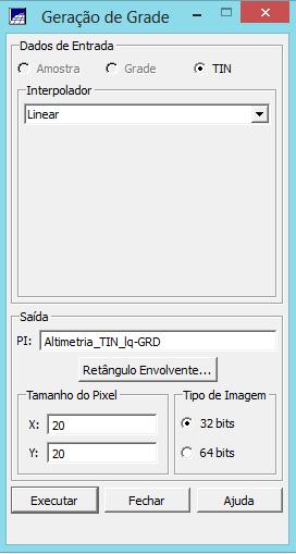 Gerar grades retangulares a partir do TIN O objetivo deste exercício consistiu na criação de uma grade retangular do TIN criado