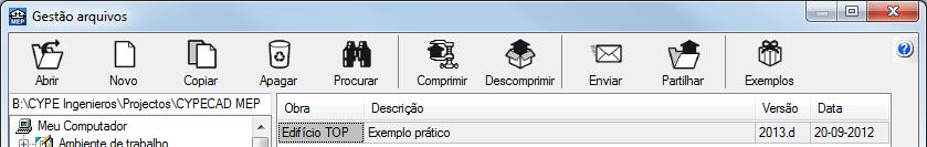 2 Em resumo, permite abrir um ficheiro, criar um novo, copiar, apagar, procurar, comprimir, descomprimir, enviar e partilhar ficheiros de obras.