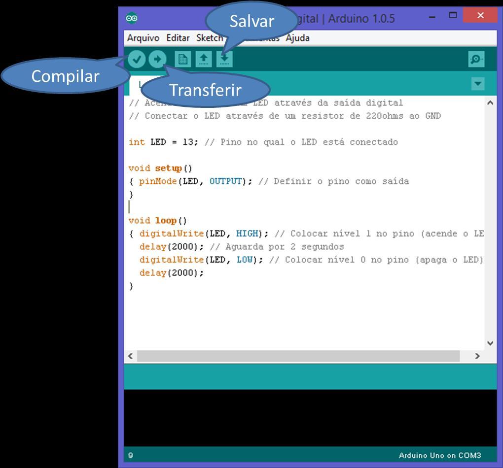 Passo 3: Compilação e transferência do programa para o Arduino Observe a Figura 3.