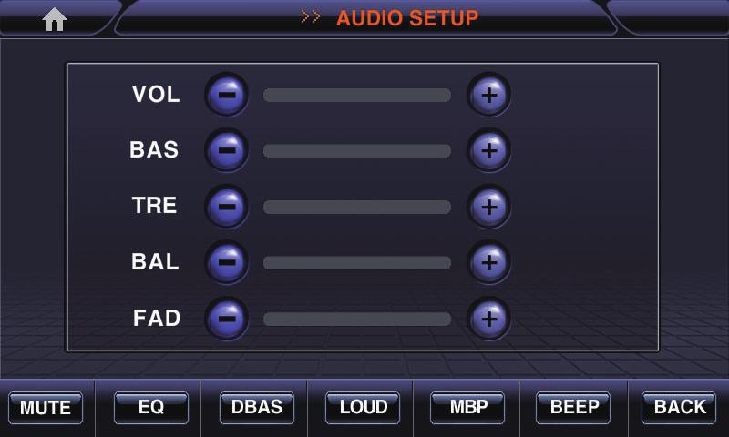 Ajustes de áudio Na interface principal, clique em SETUP.