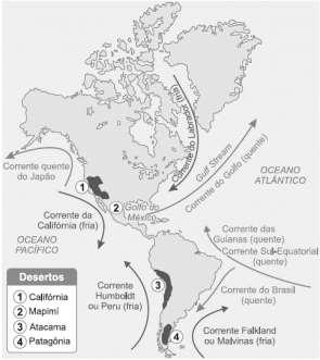 3º Fator: 4º Fator: 8ª Questão: Observe o mapa das correntes marítimas que banham o continente americano.