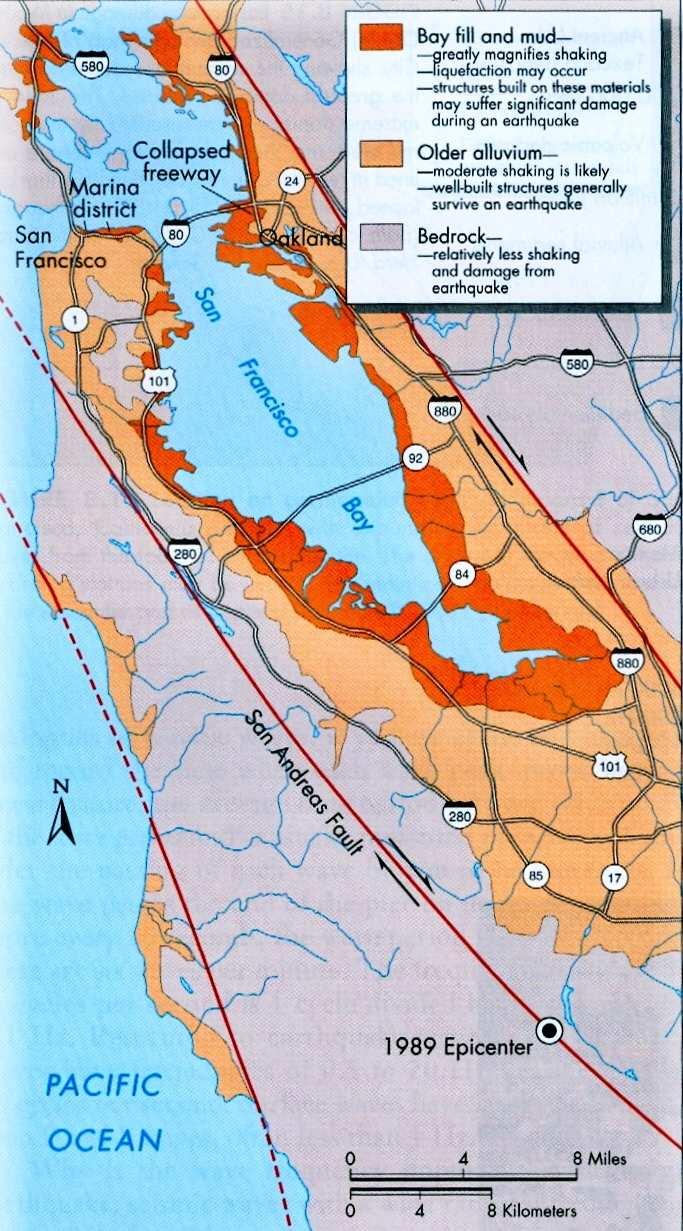 89), de magnitude 7.1. O epicentro foi localizado na falha de San Andreas.