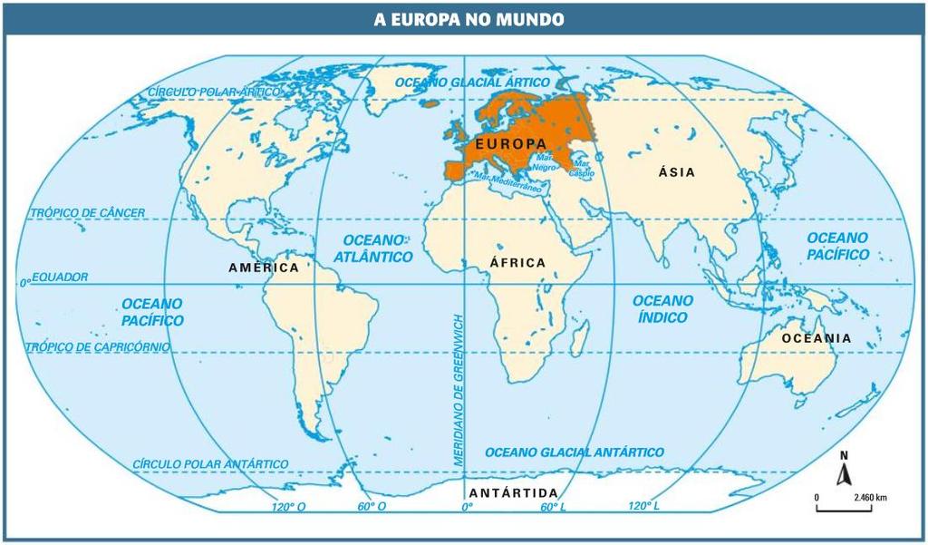 EUROPA: CARACTERÍSTICAS GERAIS O continente europeu Continente pequeno, ocupa 7% das terras emersas do planeta, apenas 10,3 milhões de Km², é uma península da Ásia Estende-se do oceano Atlântico aos