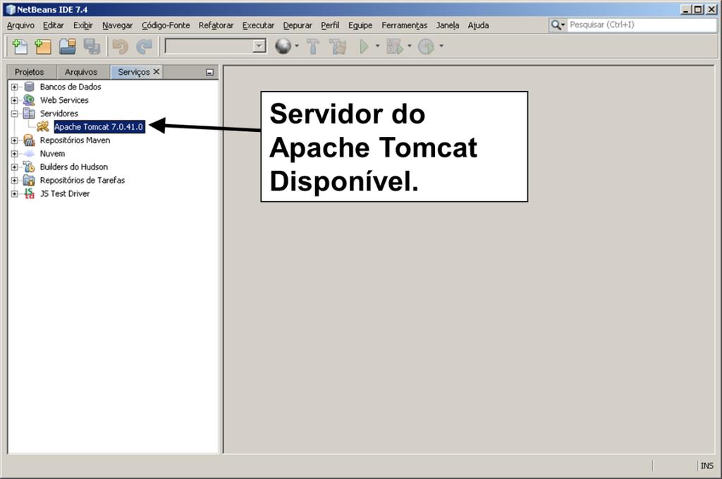 Passo 1: Verifique se o servidor Apache Tomcat esta disponível.