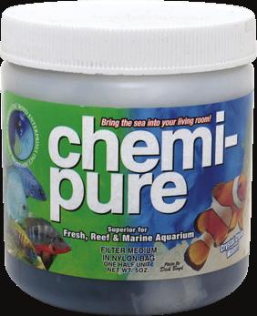 Chemi-Pure Elite: Contém óxido ferroso para remover fosfatos e silicatos, visando diminuir o incômodo das algas nocivas em aquários de diversos tamanhos.