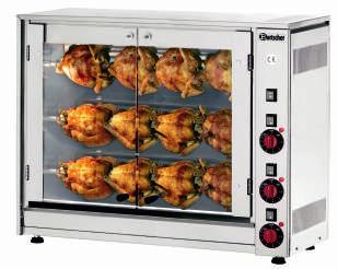 Chickens Capacity 707053_000 P6 360mm 530mm 2800W 230V - 50Hz 6 31 2404 707053_001 P8N 880mm 430mm 530mm 3500W 230V - 50Hz 8 41 3054 707053_002 P12N 880mm 430mm 710mm 5000W 400V - 50Hz 12 55.