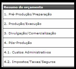 Siga para a aba Orçamento Detalhado, a qual contém informações referentes ao orçamento financeiro do projeto.