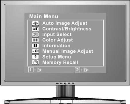 Ajuste da imagem na tela Use os botões no painel de controle do monitor para ajustar os controles OSD que aparecem na tela.