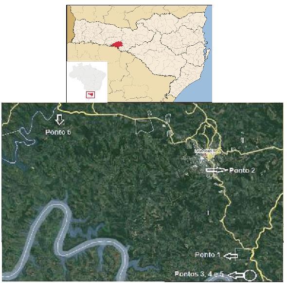 17 Fonte: wikimapia.org Figura 1. Ilustração do município de Concórdia e foto de satélite com indicação dos pontos de coleta.