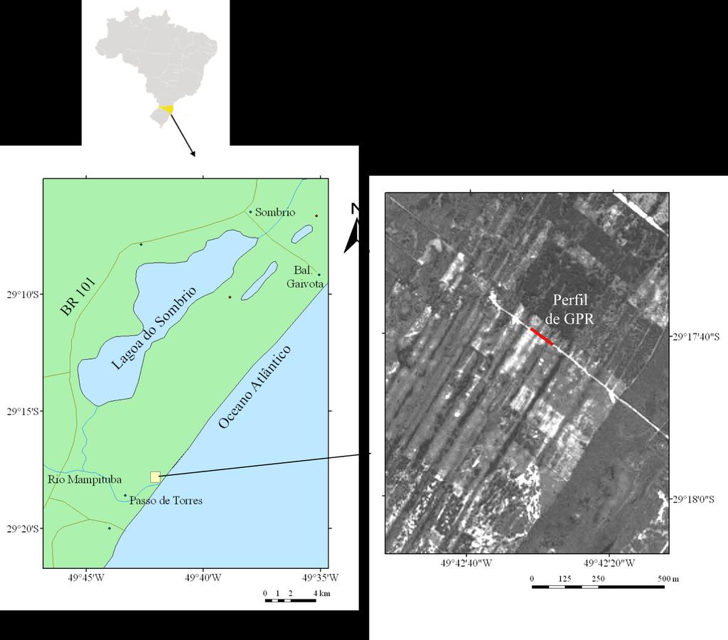 2 Caracterização dos Depósitos Sedimentares em Subsuperfície no Setor Meridional da Planície Costeira Sul de Santa Catarina INTRODUÇÃO O radar de penetração de solo (GPR) é um equipamento geofísico