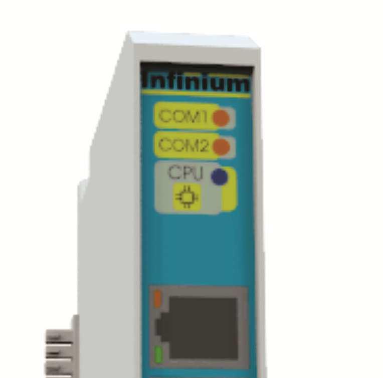 INDICADORES CPU (Azul) COM1 e COM2 (Verde/Vermelho/Laranja) Ethernet (Conector) - Aceso: indica que o programa do usuário encontra-se bloqueado (STOP).