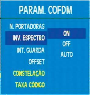 Isto só será válido em modo canal e estará representado abaixo da selecção do canal actual COFDM. A selecção pode ser manual ou automática.