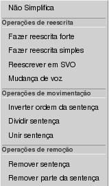 Figura 6. Menu de operações de simplificação.