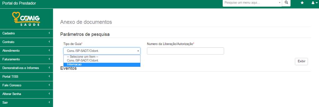 Portal do Prestador Anexo de documentos 1 2 3 Ao clicar em anexar documentos, sistema apresentará