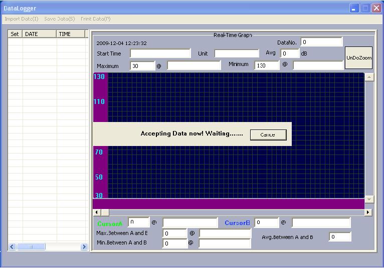 O programa transferira á primeira gravação do gráfico automaticamente, mas o usuário poderá escolher qualquer um dos conjuntos basta clicar duas vezes sobre o de sua escolha e o gráfico será
