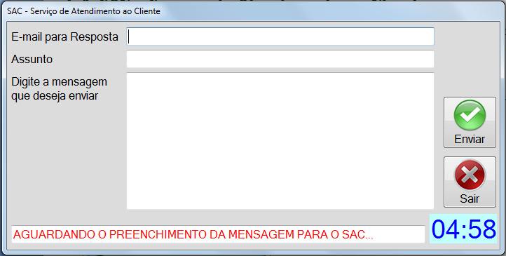 Atendimento ao Cliente no menu Mais clique em SAC Sobre o Terminal de Atendimento (Figura 6.4.1).