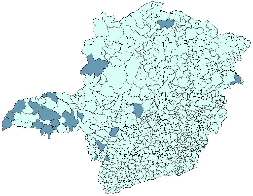 USINAS EM MINAS GERAIS Legenda USINA DE AÇÚCAR E ETANOL USINA DE AÇÚCAR, ETANOL E BIOELETRICIDADE USINA DE AÇÚCAR E BIOELETRICIDADE USINA DE ETANOL E BIOELETRICIDADE ETANOL Jaíba TOTAL DE USINAS: 24