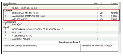 administração; identificação do médico prescritor e