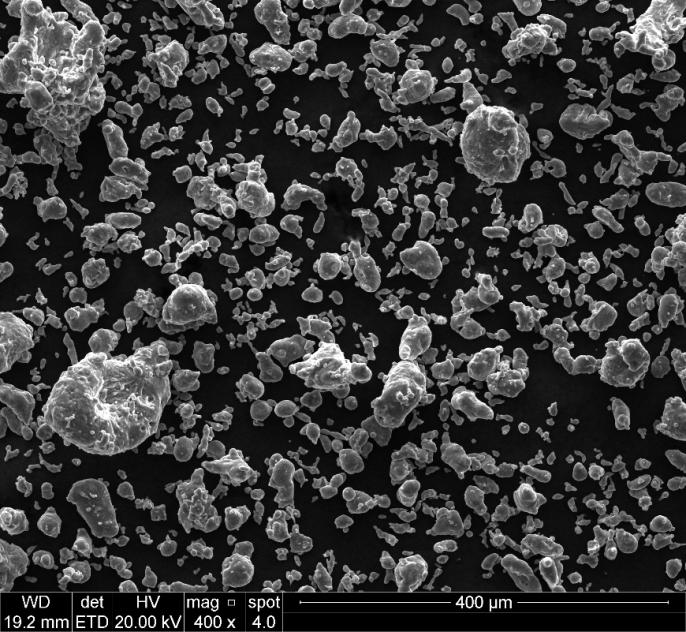 Figura 1. Imagem obtida em MEV do pó de alumínio Os parâmetros de sinterização podem ser vistos nas Tabelas 1 e 2.