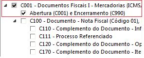 de Competência - Escrituração Consolidada), como por exemplo, os blocos A, C e D.