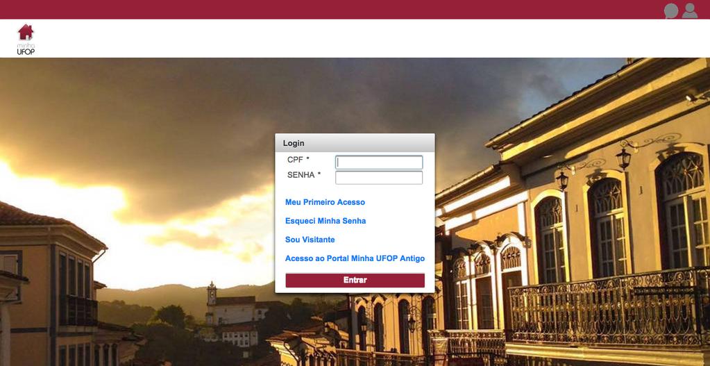 3º Passo Abre-se a página de login do portal minha UFOP.