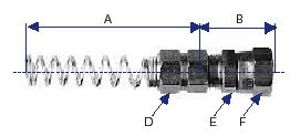 fêmea giratória Conector macho giratório Fêmea F NPSM (pol) (mm) (mm) (pol) (pol) (pol) 7604 1/4