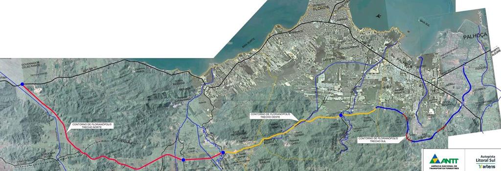 3.1 Investimentos Principais Obras Contorno de Florianópolis Autopista Litoral Sul Dividido em três trechos (Norte, Intermediário e Sul) o Contorno de