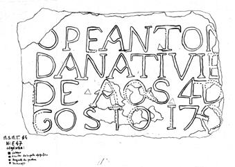 Palete 55 Número 78 Leitura interpretada O P(adre) F(rei) AN.TON [I] (o)/ DA NATIVID [A] / DE. AOS 4 D(e)/ [A]GOSTO 172 [?