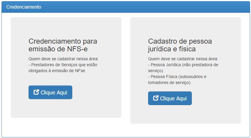 5 - ACESSO AO SISTEMA DE CREDENCIAMENTO Ao acessar a tela de credenciamento, leia as informações destinadas ao tipo de usuário e opte de acordo com o seu perfil.