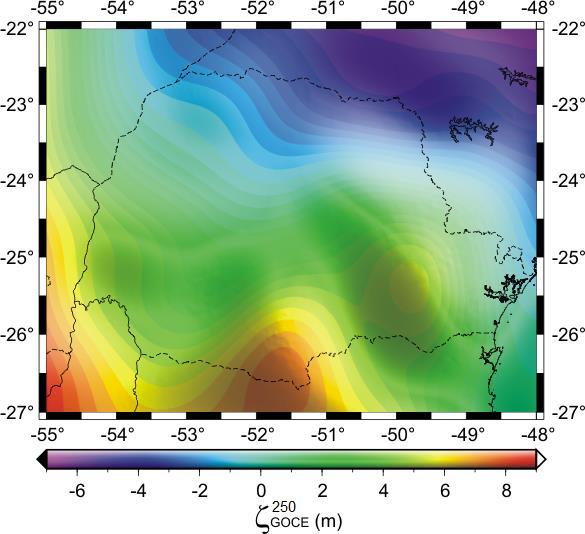 combinação das anomalias de altitude fornecidas pelos MGGs ( ) e os efeitos residuais do terreno ( ).